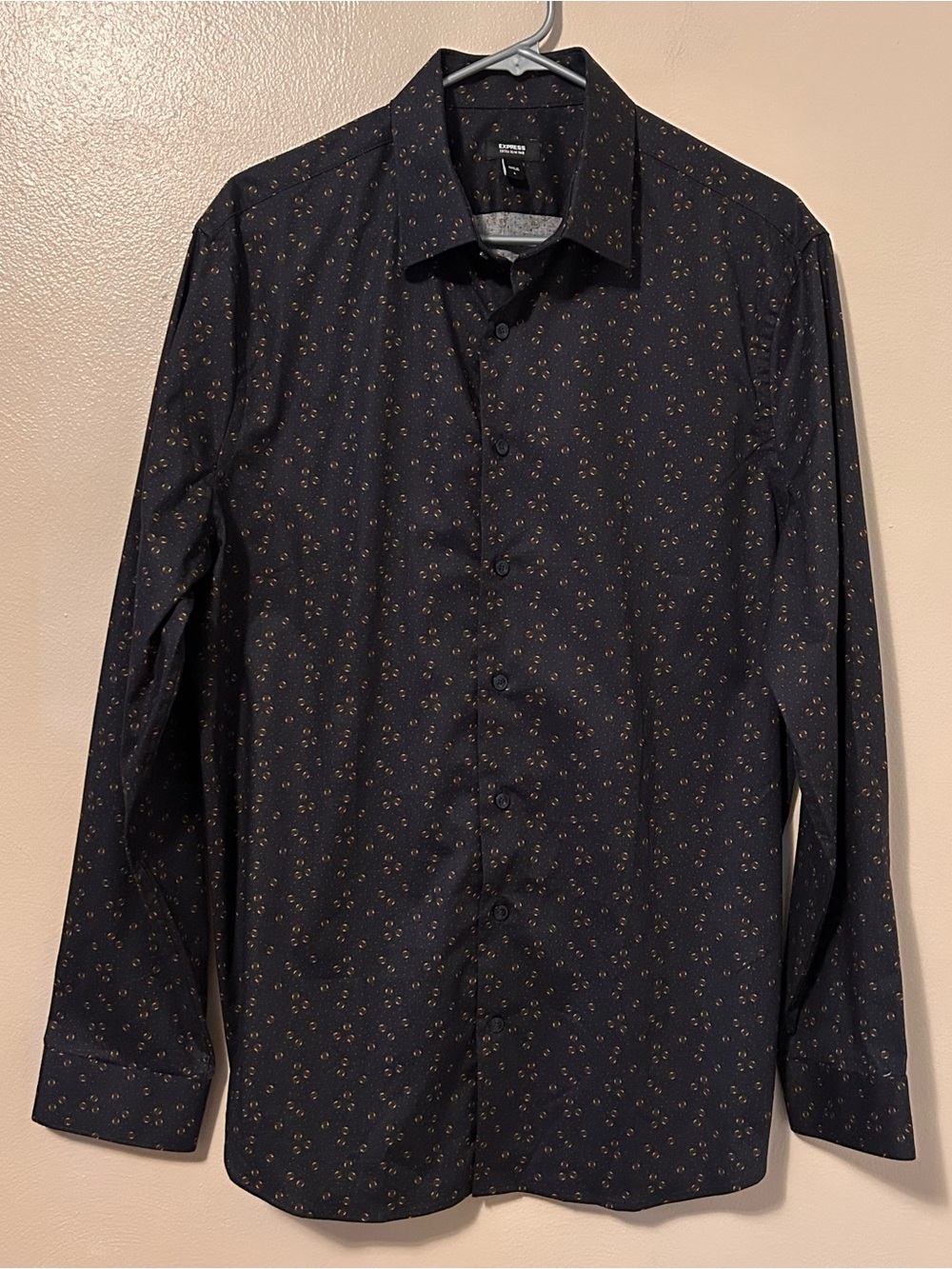 Express Men's Extra Slim Charcoal Long-Sleeve Button-Down